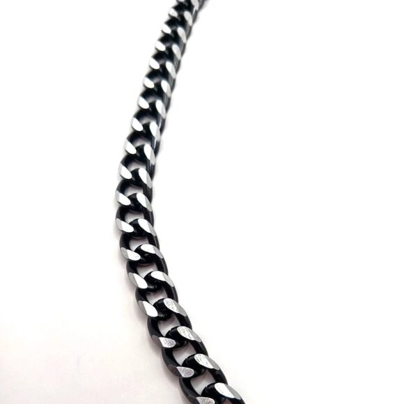 Mens Wallet Or Pants Single Layer Black+Silver Tone Chain + Goth Cross -17" - Picture 3 of 9